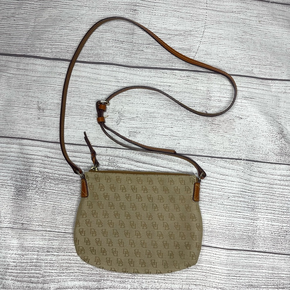 Dooney & Bourke Canvas Monogram Leather Strap Crossbody Bag